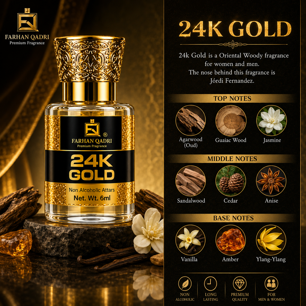 Farhan Qadri 24k Gold Luxury Attar Perfume